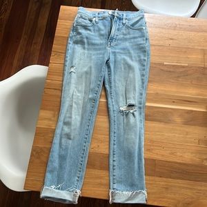 MADEWELL perfect vintage light wash, distressed jeans size 24